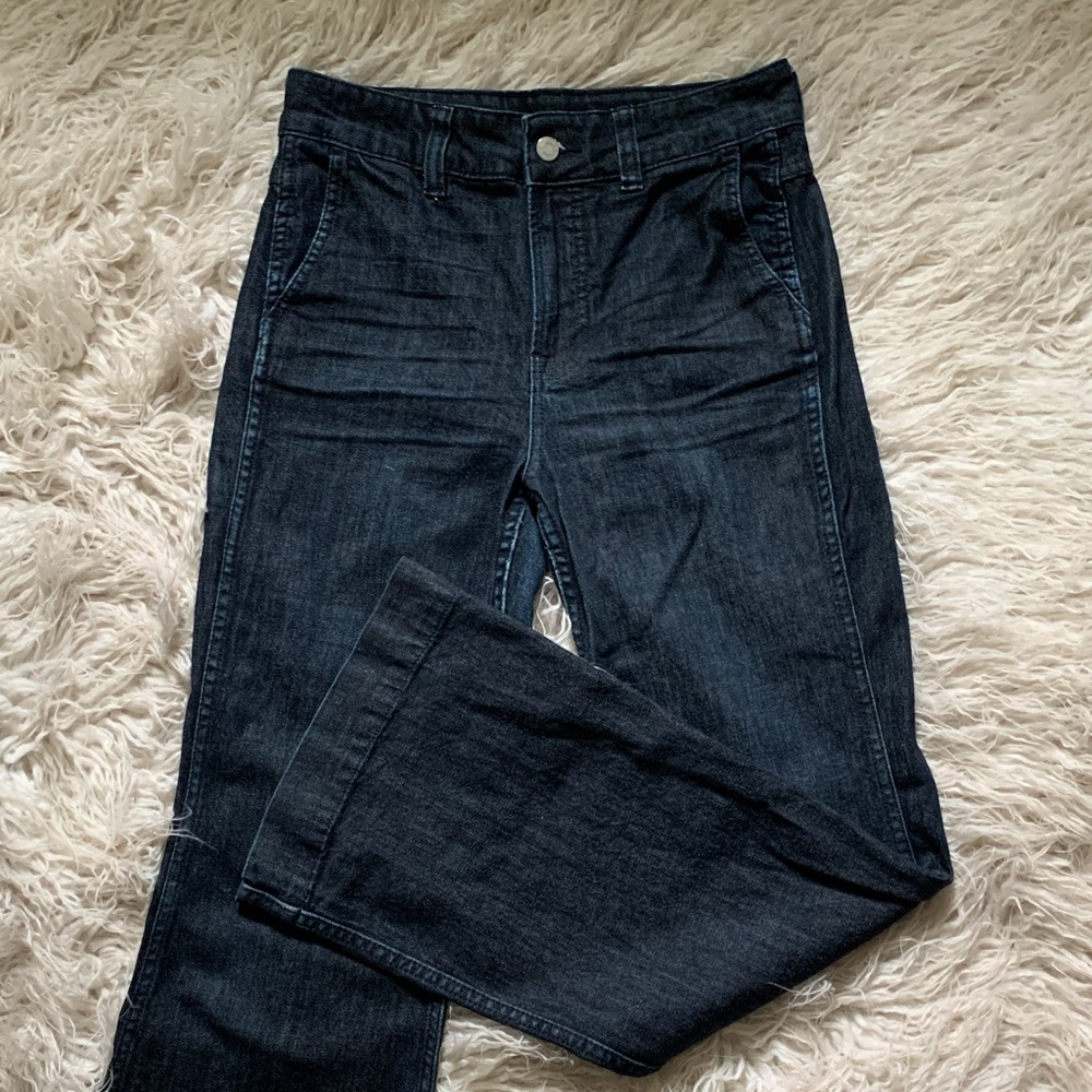 Jcrew wide leg dark wash jeans